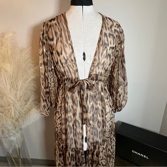 NWOT Express Sheer Maxi Dress Old Money Coverup Duster - Picture 10 of 11